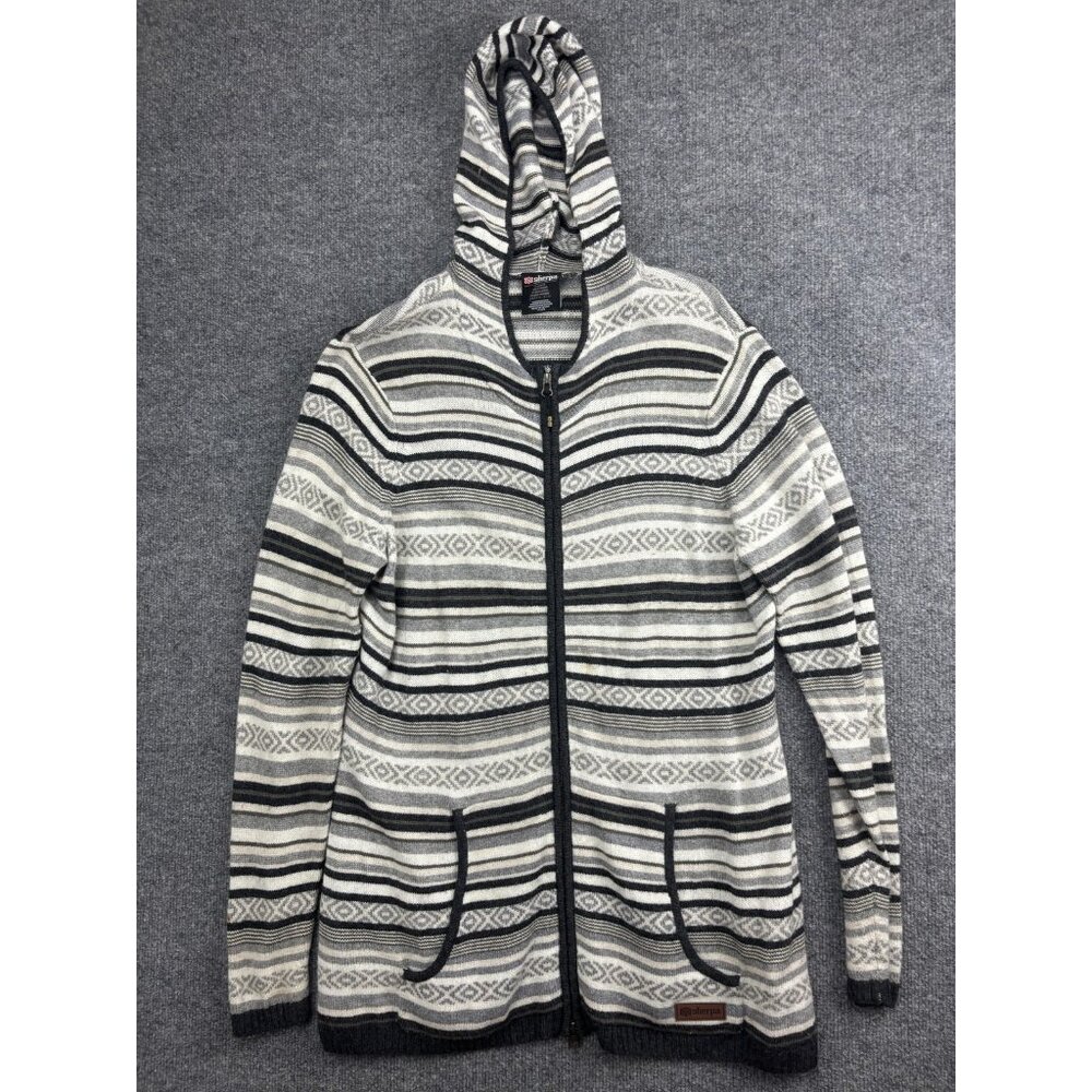 Sherpa Adventure Gear Paro Hoodie Womens XL Gray Fair Isle Wool Full Zip Sweater
